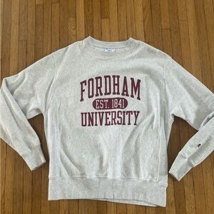 Reverse Weave Champion Light Gray Fordham University  Crewneck Sweatshirt Med
